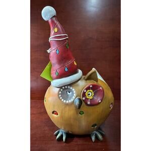 Unique Wooden Handcrafted Christmas Owl Wine Holder Santa Hat